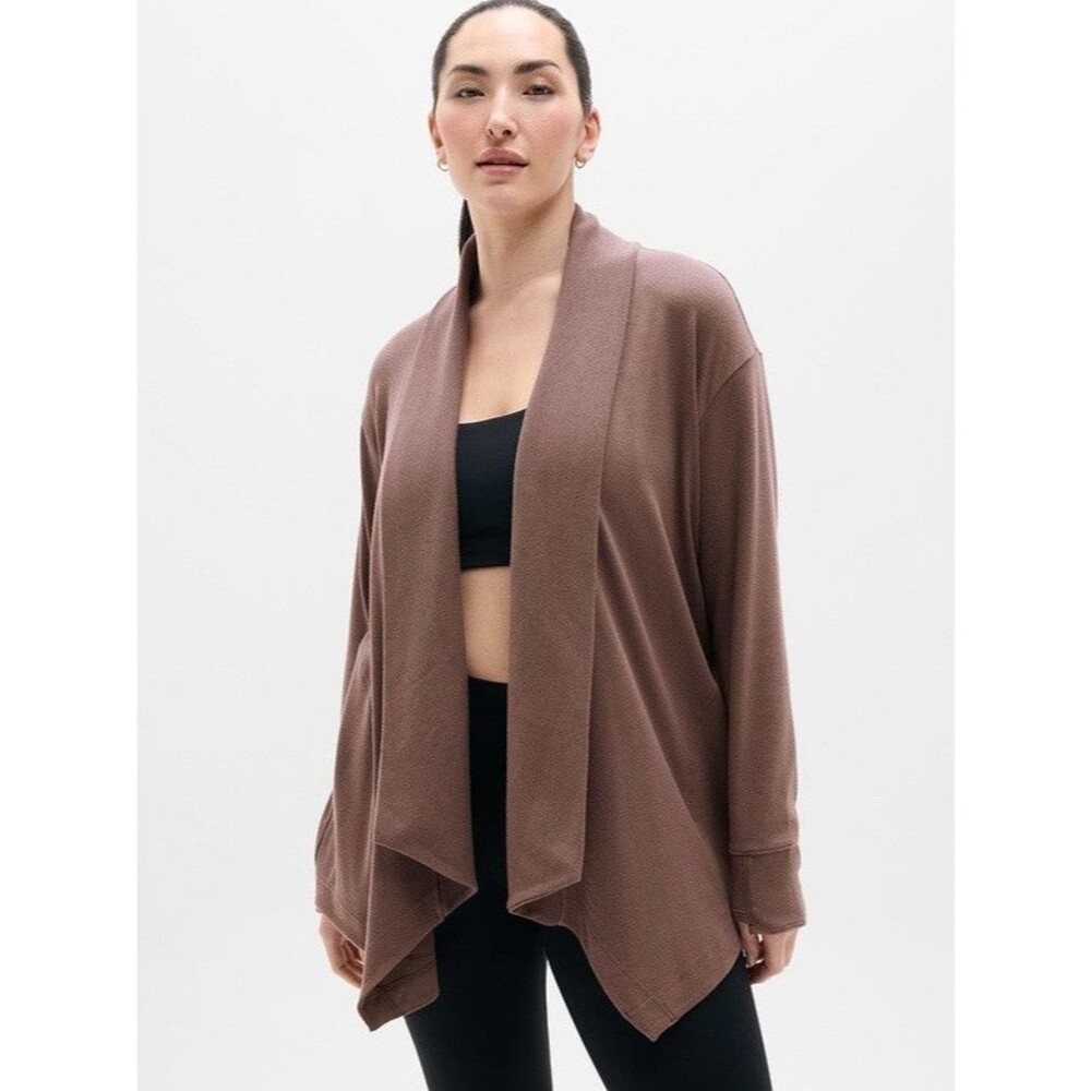 NWT ATHLETA Women’s Size 3XL PRANAYAMA RESTORE WRAP Rust Open Front Cardigan